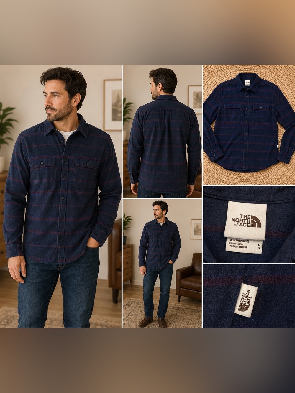 The North Face Men's Flannel Button-Up Shirt – Size Large - Picture 2 of 8